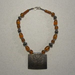 Glass Bead with medallion necklace